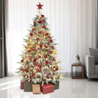 Equivera Kerstboom met verlichting en sneeuw