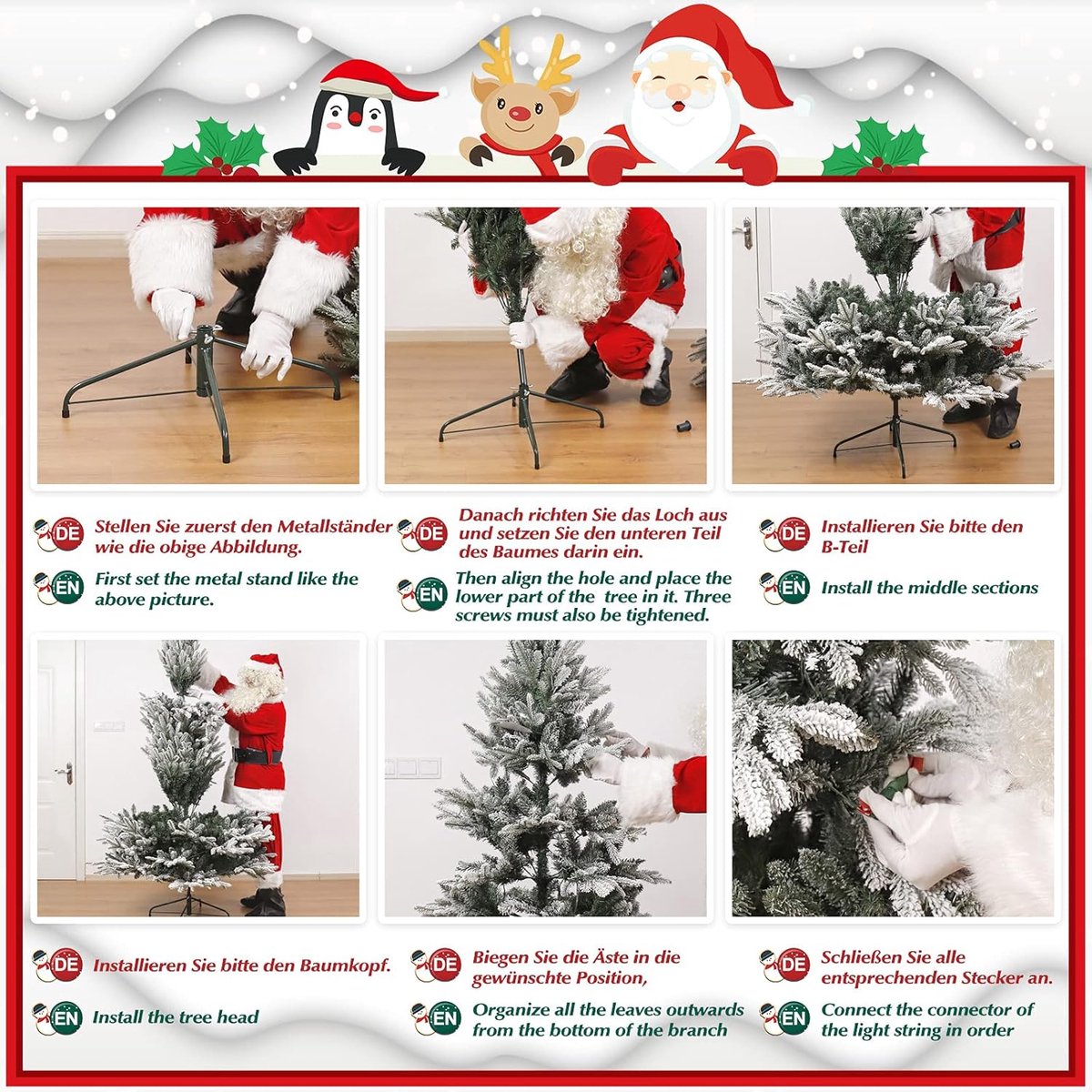 Equivera Kerstboom met Verlichting en Sneeuw