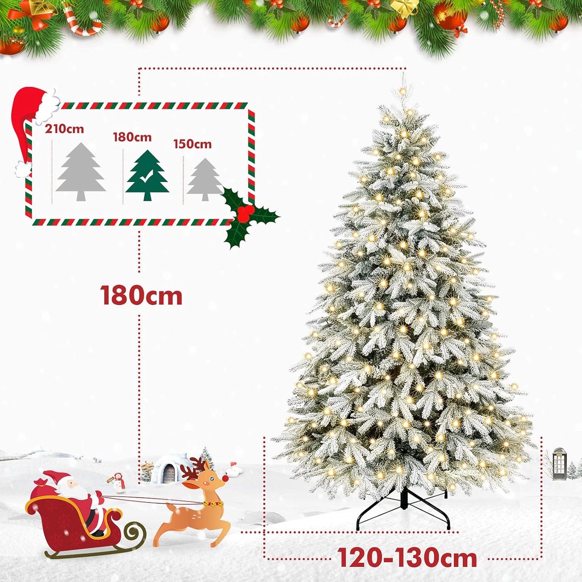 Equivera Kerstboom met Verlichting en Sneeuw