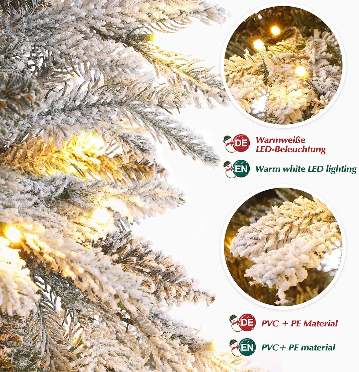 Equivera Kerstboom met Verlichting en Sneeuw