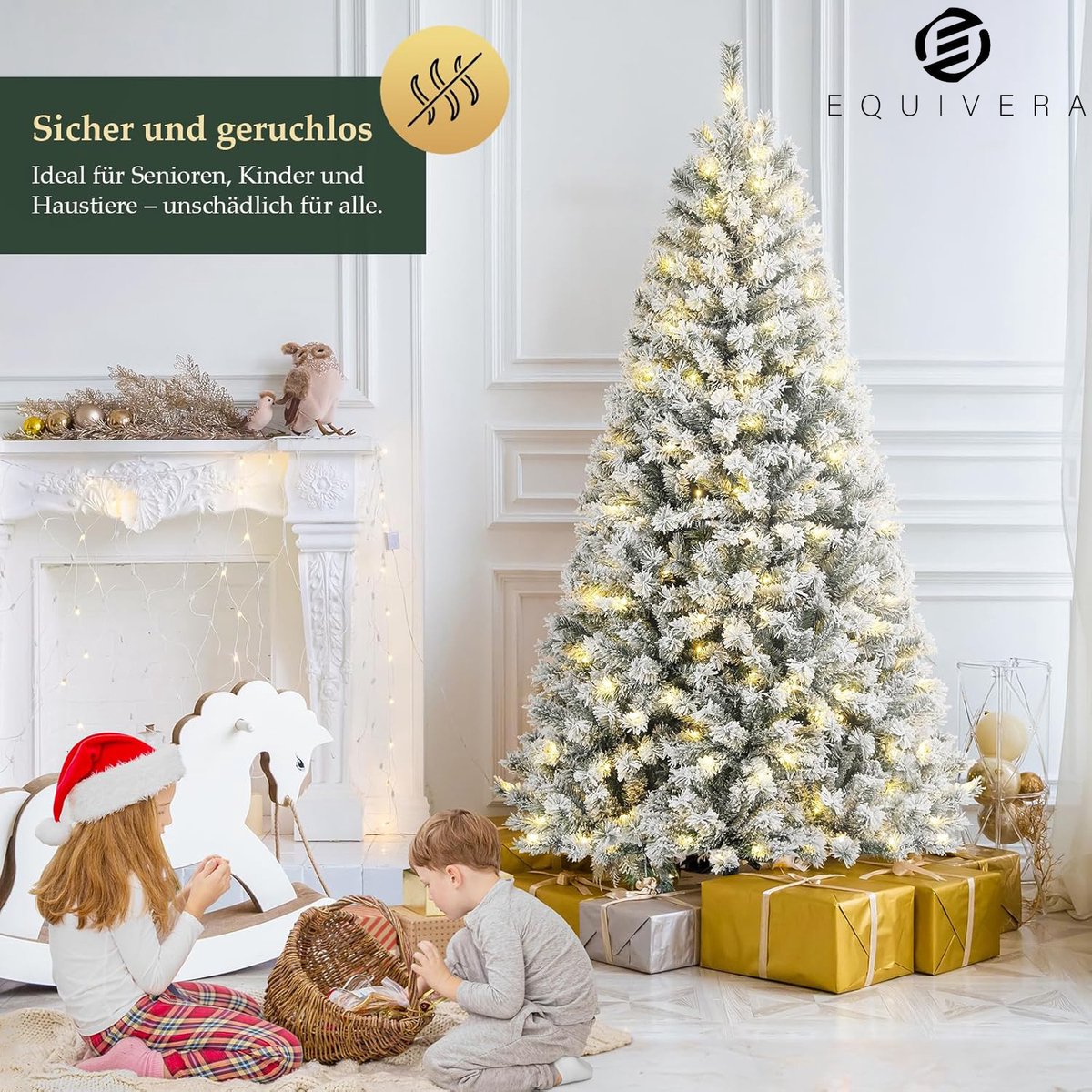 Equivera Kerstboom met Verlichting en Sneeuw