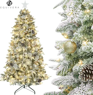 Equivera Kerstboom met Verlichting en Sneeuw