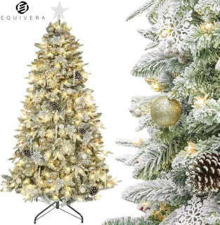 Equivera Kerstboom met Verlichting en Sneeuw