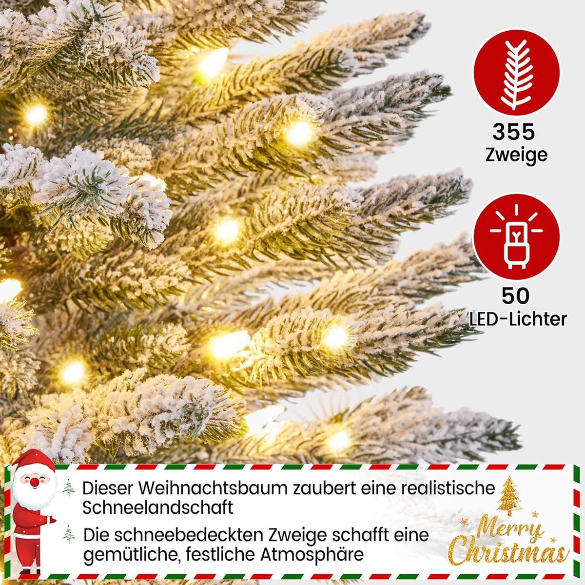 Equivera Kerstboom met Verlichting en Sneeuw