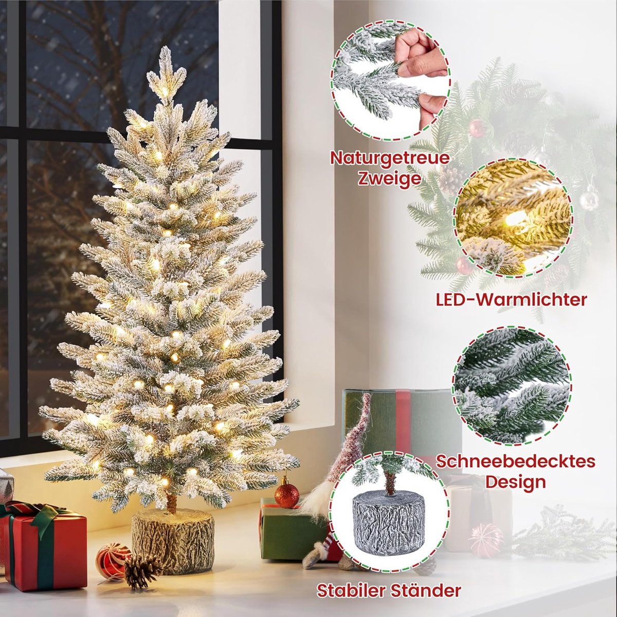 Equivera Kerstboom met Verlichting en Sneeuw