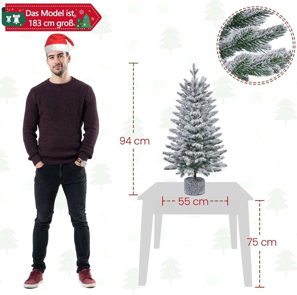 Equivera Kerstboom met Verlichting en Sneeuw
