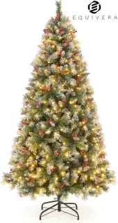 Equivera Kerstboom met verlichting en sneeuw