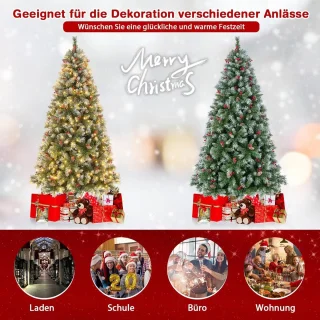 Equivera Kerstboom met verlichting en sneeuw