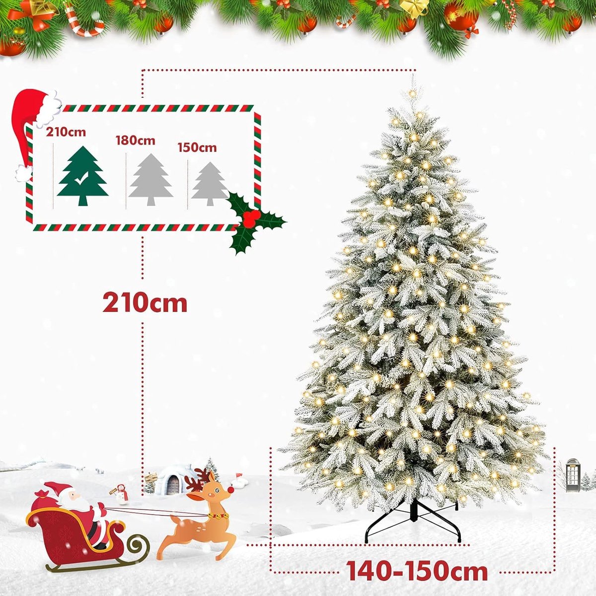Equivera Kerstboom met Verlichting en Sneeuw