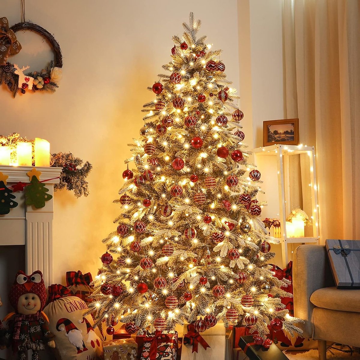 Equivera Kerstboom met Verlichting en Sneeuw