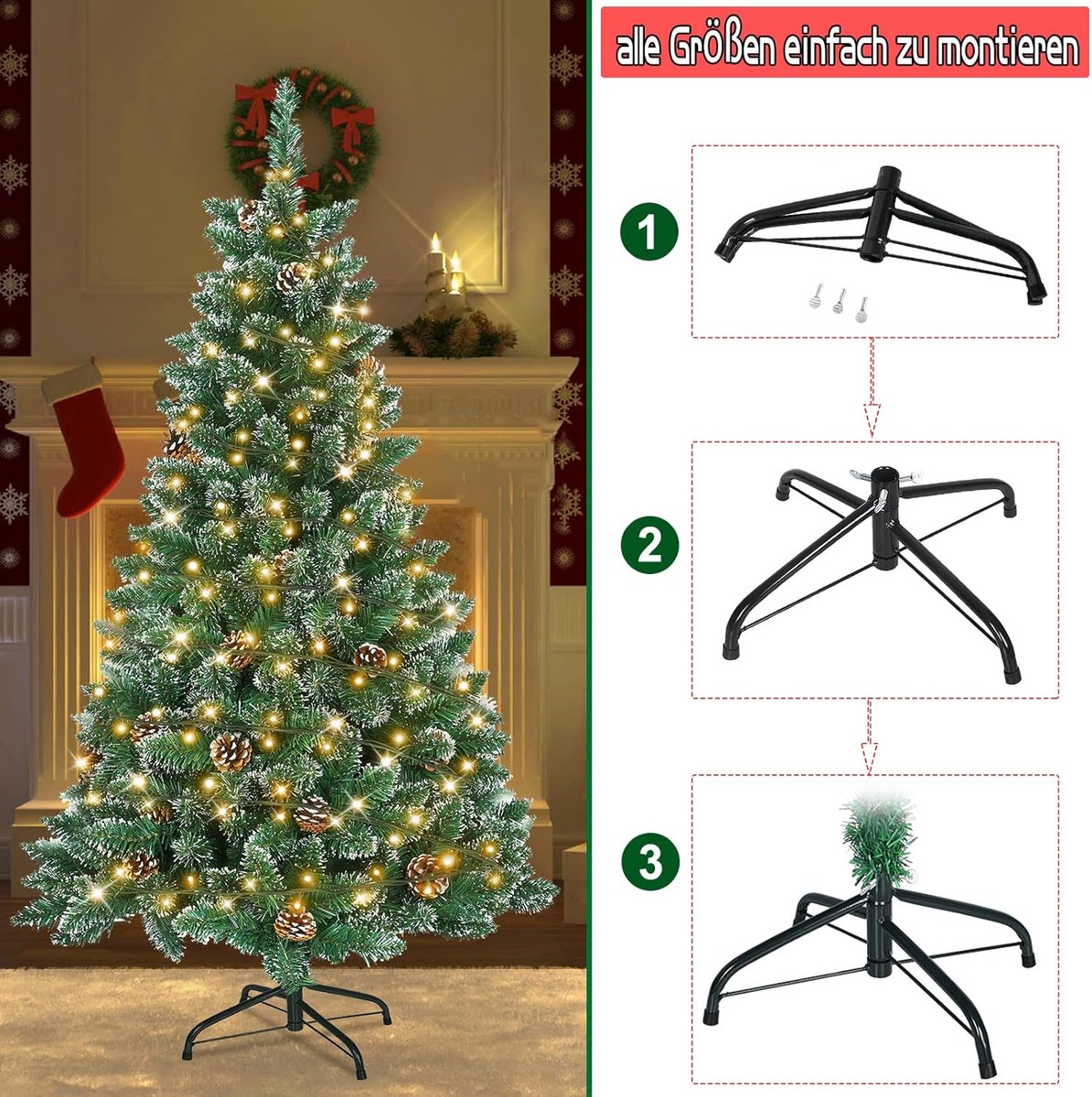 Equivera Kerstboom met Verlichting en Sneeuw