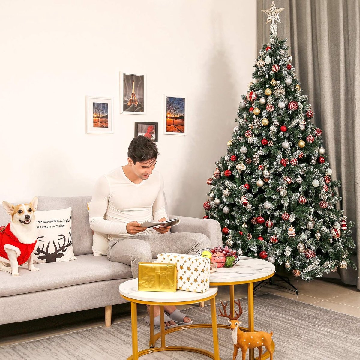 Equivera Kerstboom met Verlichting en Sneeuw