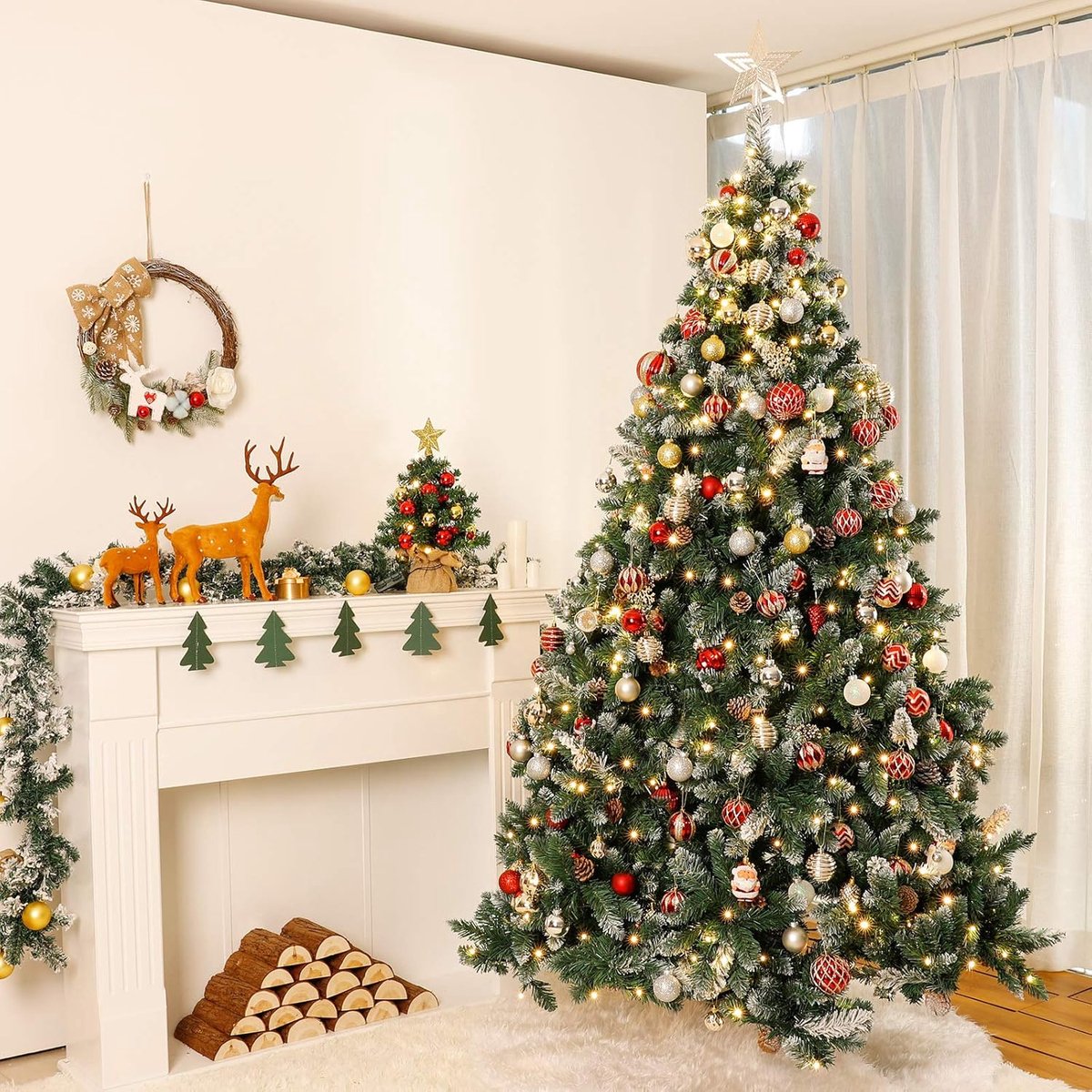 Equivera Kerstboom met Verlichting en Sneeuw