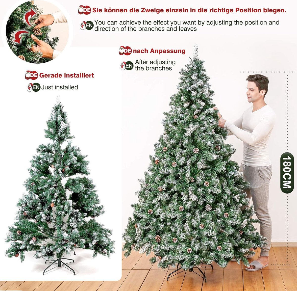 Equivera Kerstboom met Verlichting en Sneeuw