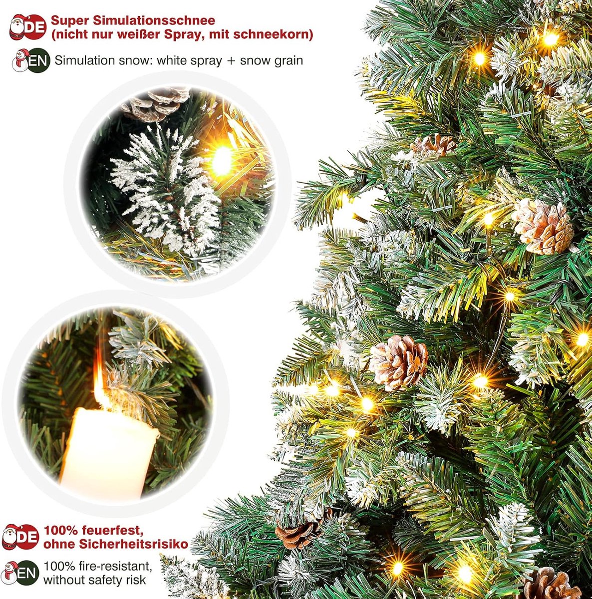 Equivera Kerstboom met Verlichting en Sneeuw