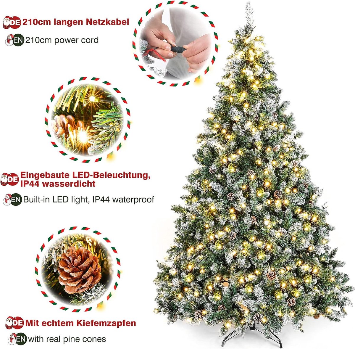 Equivera Kerstboom met Verlichting en Sneeuw