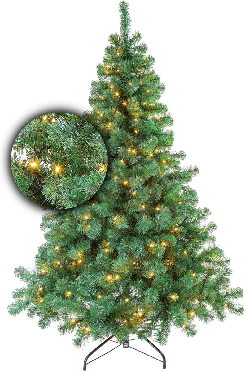 De Equivera Kunstkerstboom 210 cm groen met verlichting Luxe versie in één oogopslag