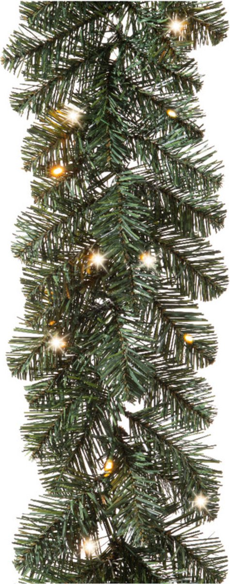 Everlands Dennenslinger Set Kerstboom en Krans met Licht