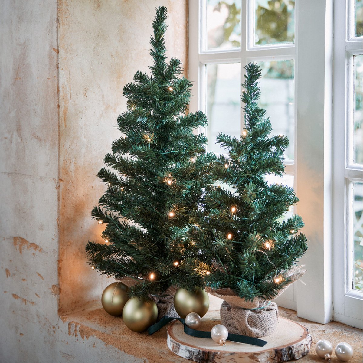Everlands Kerstboom 75 cm in jute zak