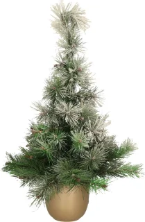 Everlands Kerstboom kleine H75 cm goud keramiek pot