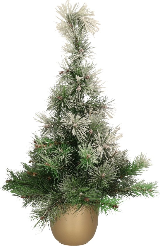 Everlands Kerstboom kleine H75 cm goud keramiek pot