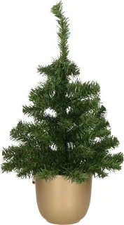 Everlands Kerstboom Kleine Kunstkerstboom 60 cm Gouden Keramiekpot