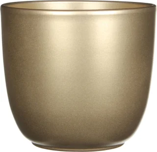 Everlands kleine kunstkerstboom H60 cm in gouden metalen pot