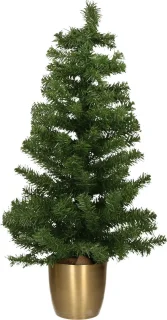 Everlands Kunstkerstboom 90 cm met Gouden Metalen Pot