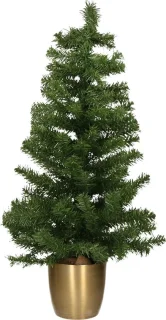 Everlands Kunstkerstboom 90 cm met Gouden Metalen Pot