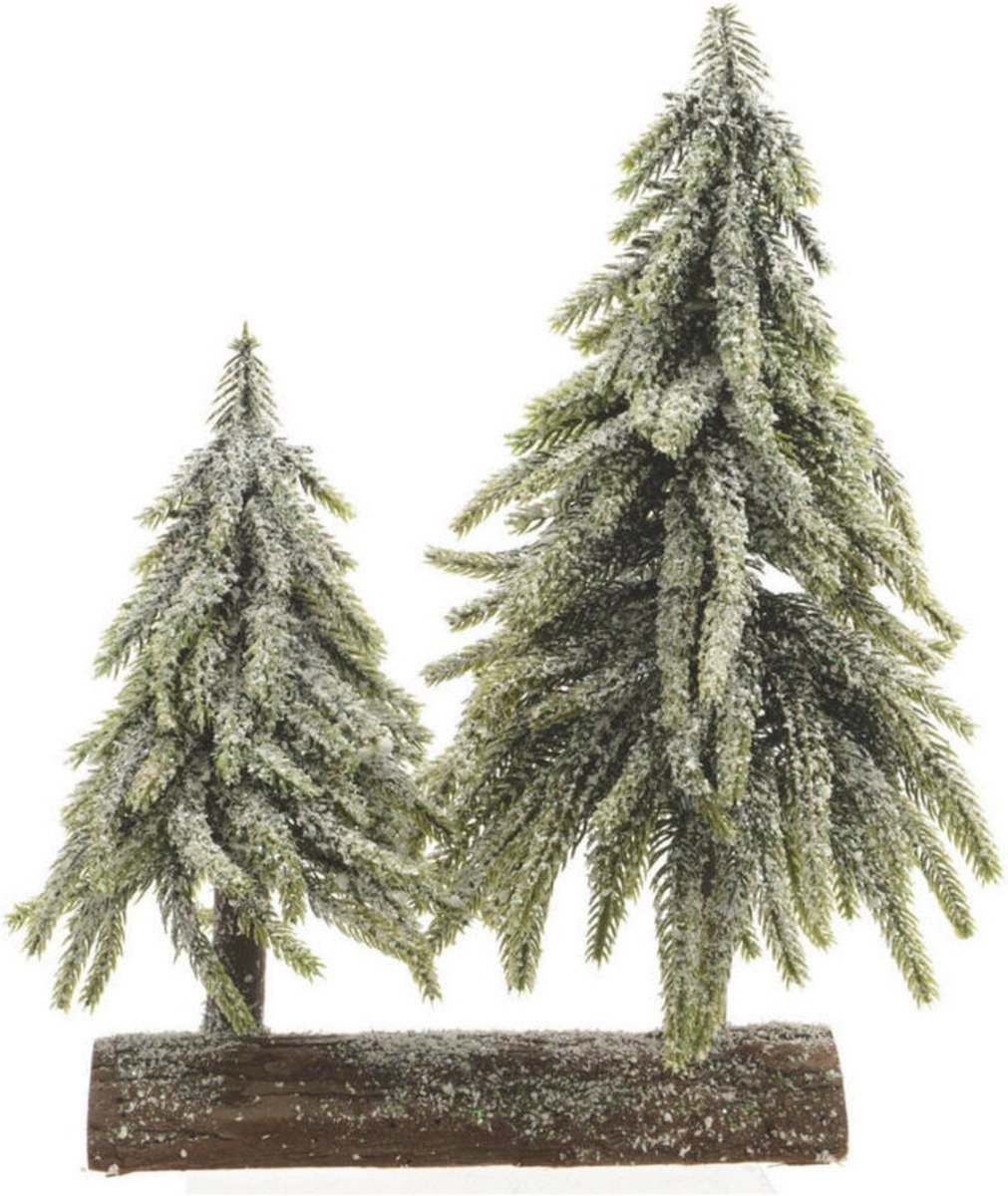 Everlands Mini Bomen Op Stronk Kerstboom 28x16x28 cm Groen
