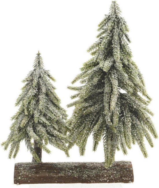 Everlands Mini Bomen Op Stronk Kerstboom 28x16x28 cm Groen