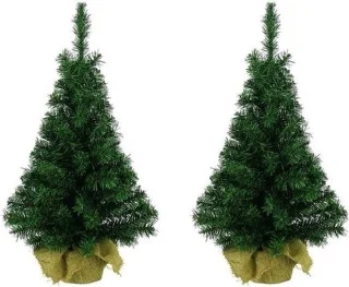 Everlands Mini kerstboompjes 2x 45 cm groen kunstboom