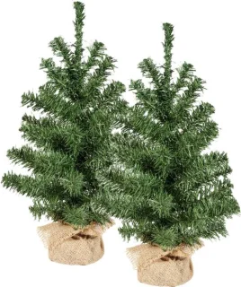 Everlands Mini kerstboompjes 2x 45 cm groen kunstboom