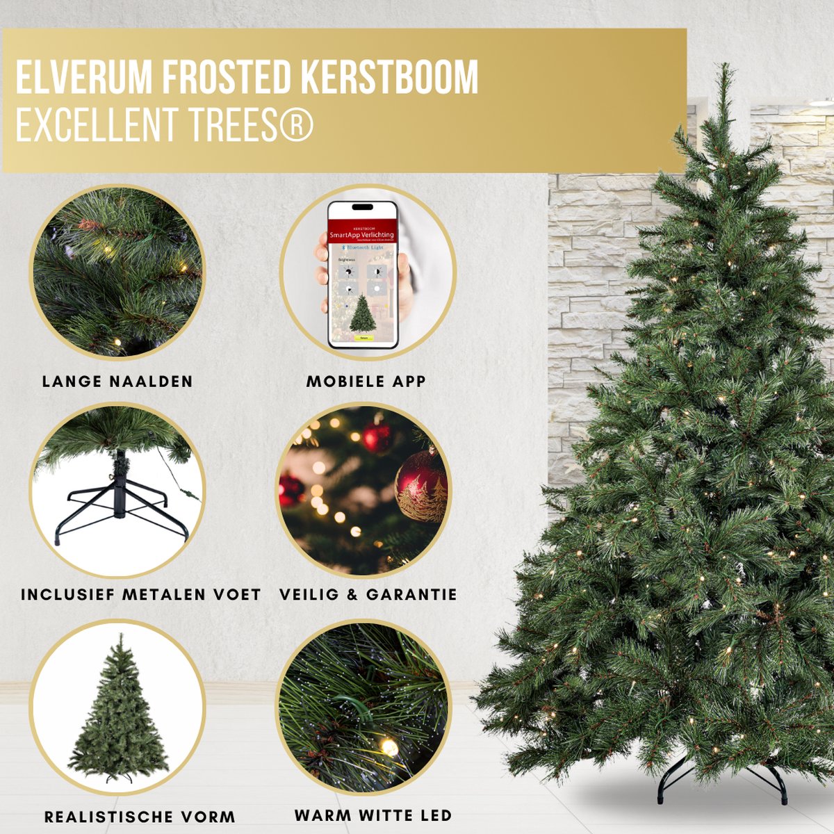Excellent Trees Elverum Frosted Premium Kerstboom 180cm