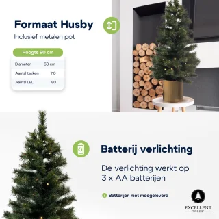 Excellent Trees® Husby Kunstkerstboom 90 cm in pot
