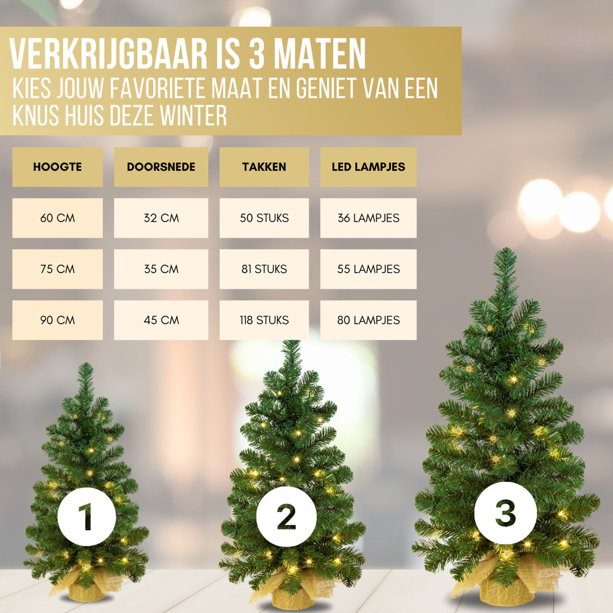 Excellent Trees Jarbo Mini Kerstboom 60 cm met LED verlichting