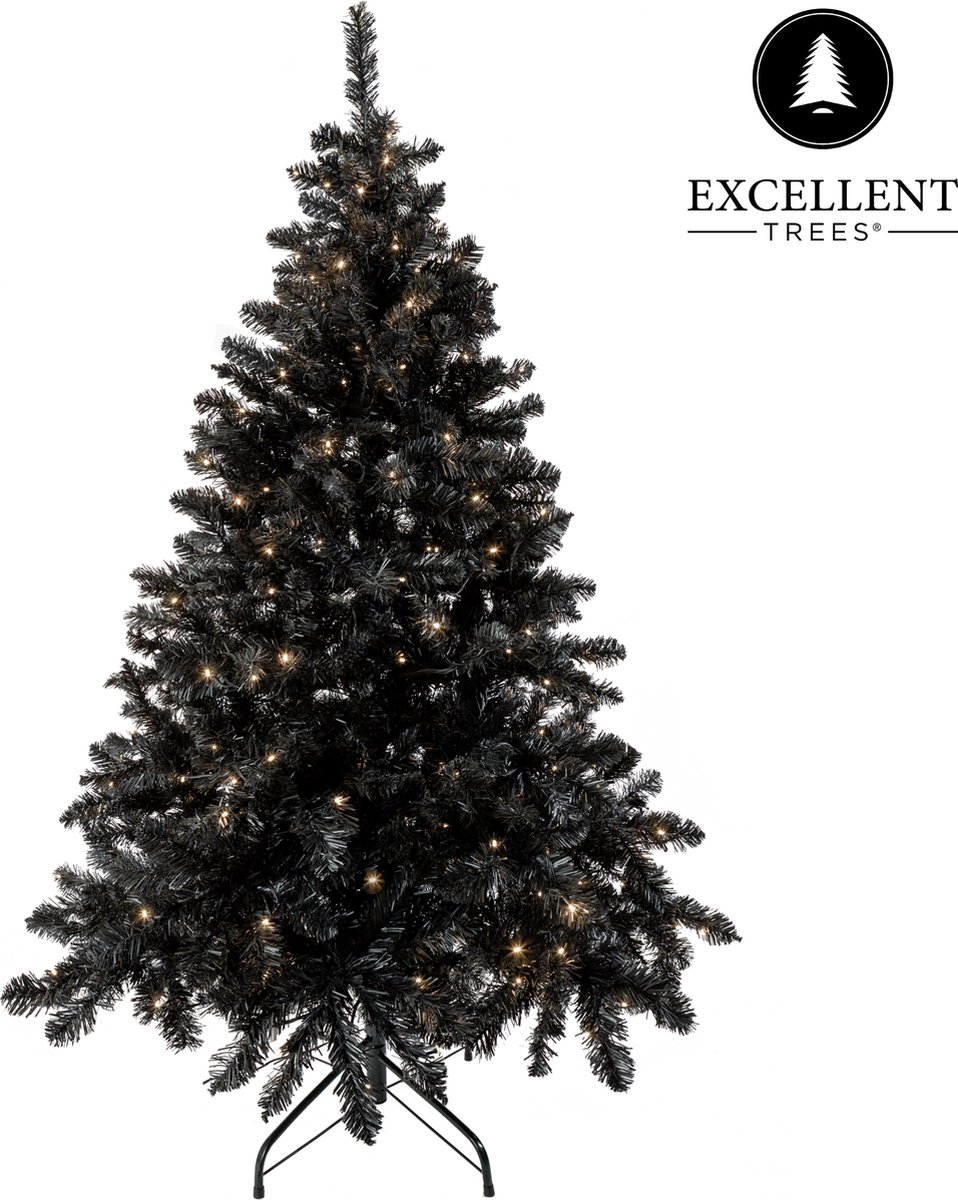 Excellent Trees Stavanger Black 180 cm Zwarte Kerstboom met Verlichting