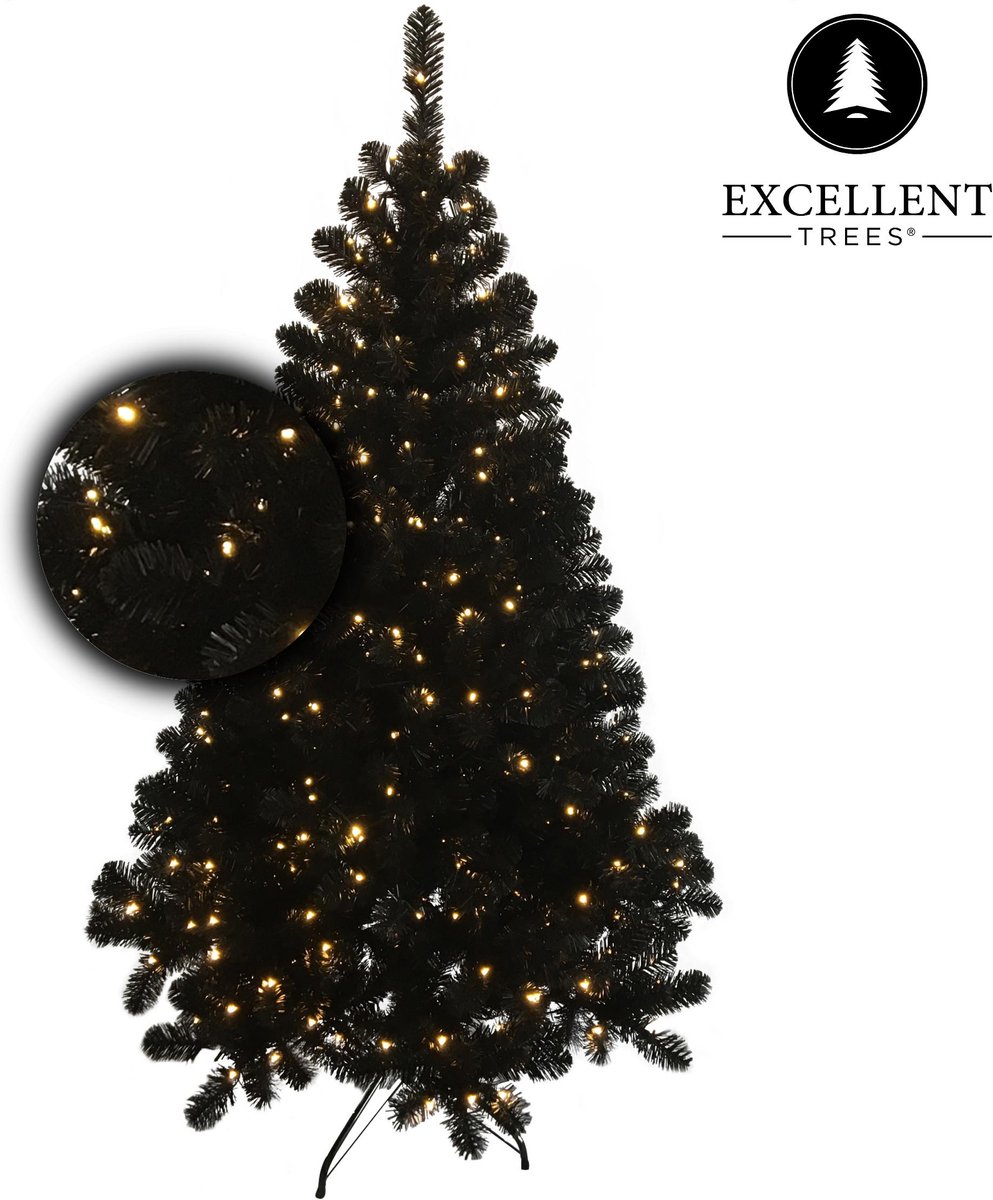 Excellent Trees Stavanger Black 180 cm Zwarte Kerstboom met Verlichting