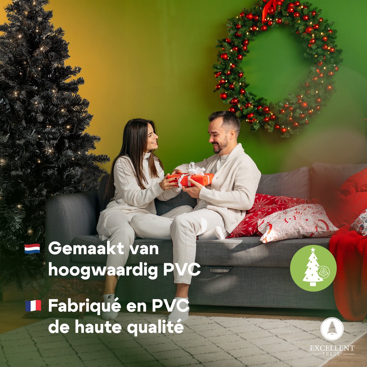 Excellent Trees Stavanger Black 180 cm Zwarte Kerstboom met Verlichting