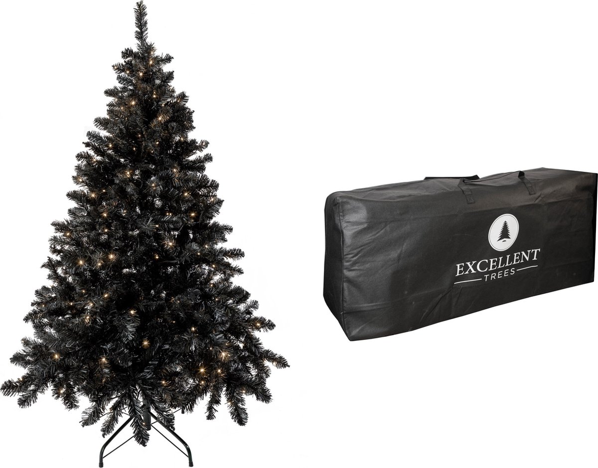 Excellent Trees Stavanger Black 180 cm Zwarte Kerstboom met Verlichting