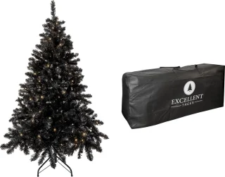 Excellent Trees Stavanger Black 180 cm Zwarte Kerstboom met Verlichting