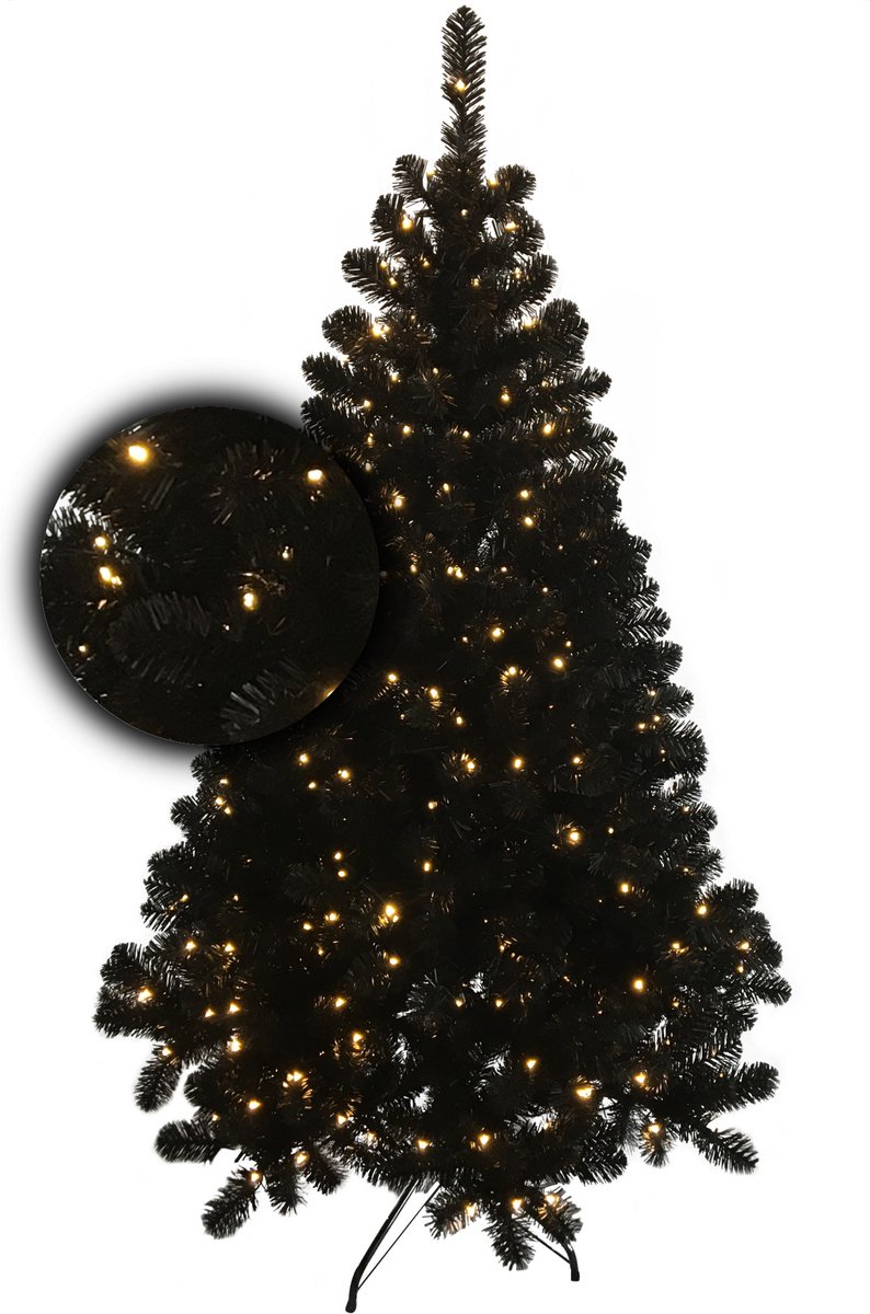 Excellent Trees Stavanger Black 180 cm Zwarte Kerstboom met Verlichting