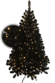 Excellent Trees Stavanger Black 180 cm Zwarte Kerstboom met Verlichting