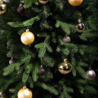 FairyTrees Kunstkerstboom – Nordmann Slim (FT05), 180 cm, realistische PVC/ PE-takken, handgemaakte essenhouten standaard, Made in EU