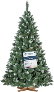 FairyTrees kunstkerstboom 220 cm besneeuwd Kiefer met dennenappels