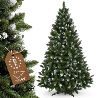 Famanu kunstkerstboom met zilveren bolletjes en rijp, 220 cm