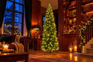 Fameilleur smalle kunstkerstboom met ledverlichting 180 cm