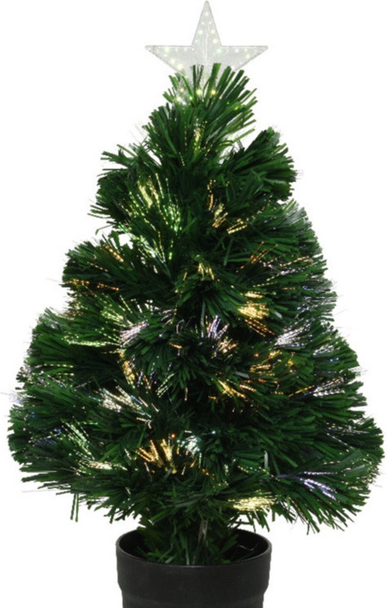 Fiber Optic Kerstboom 60 cm met Verlichting en Ster Piek