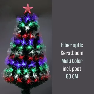 Fiberoptische kunstkerstboom 60 cm multicolor