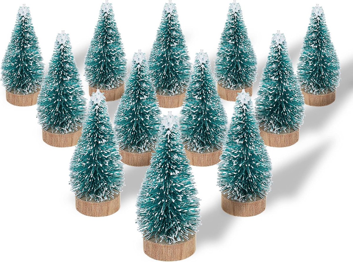 Flessenborstel kerstboom 12 pack mini kerstbomen